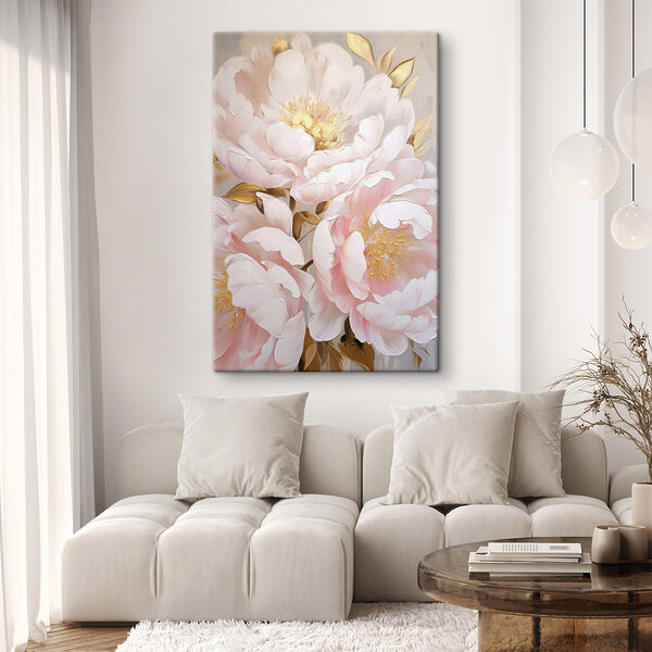 Painting of flowers on a white surface Painting of flowers on a white surface