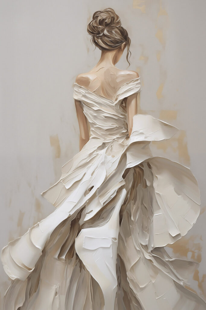 Painting of a woman in a white dress