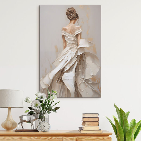 Painting of a woman in a white dress