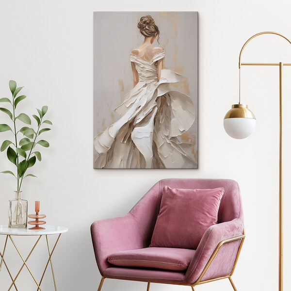 Painting of a woman in a white dress