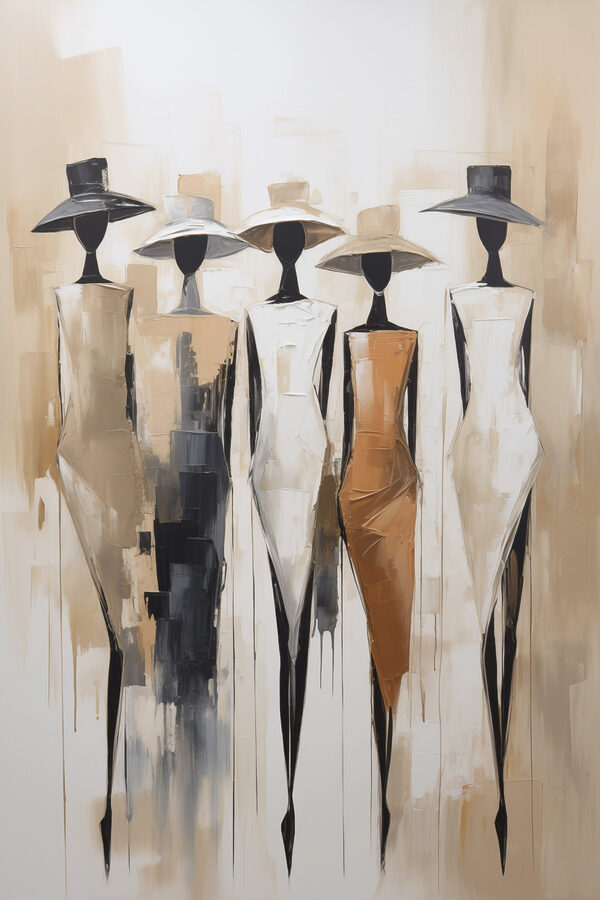Painting of a group of women wearing hats Painting of a group of women wearing hats