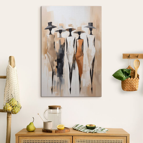 Painting of a group of women wearing hats Painting of a group of women wearing hats