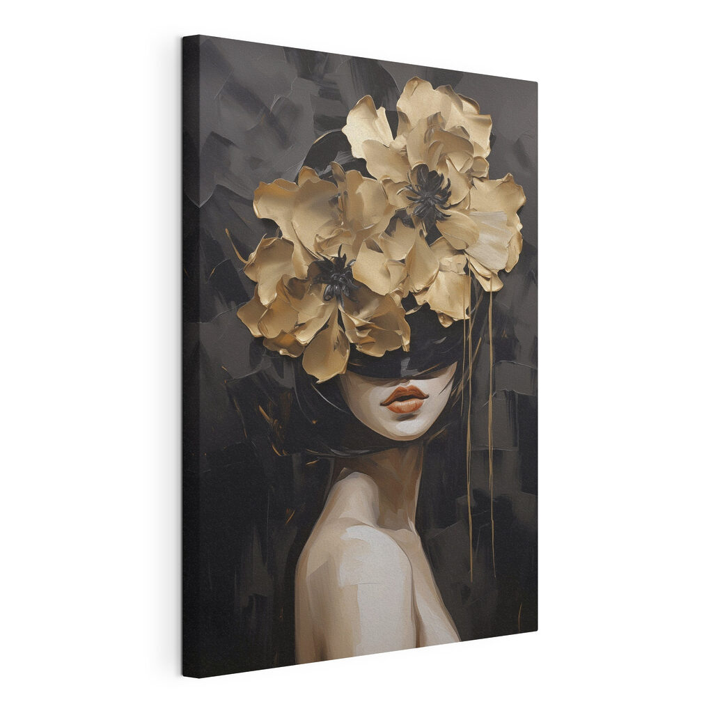 Painting of a woman with flowers on her head