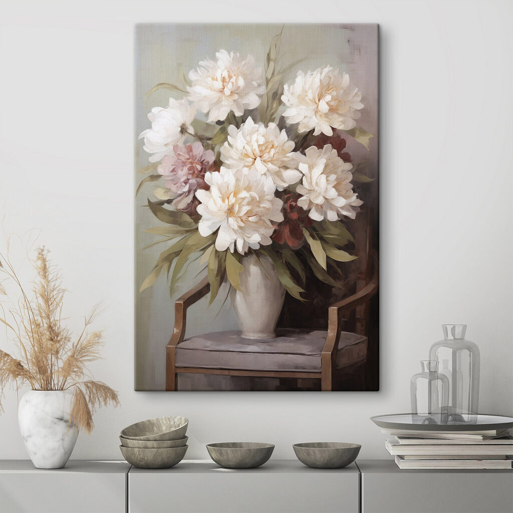 Painting of flowers in a vase