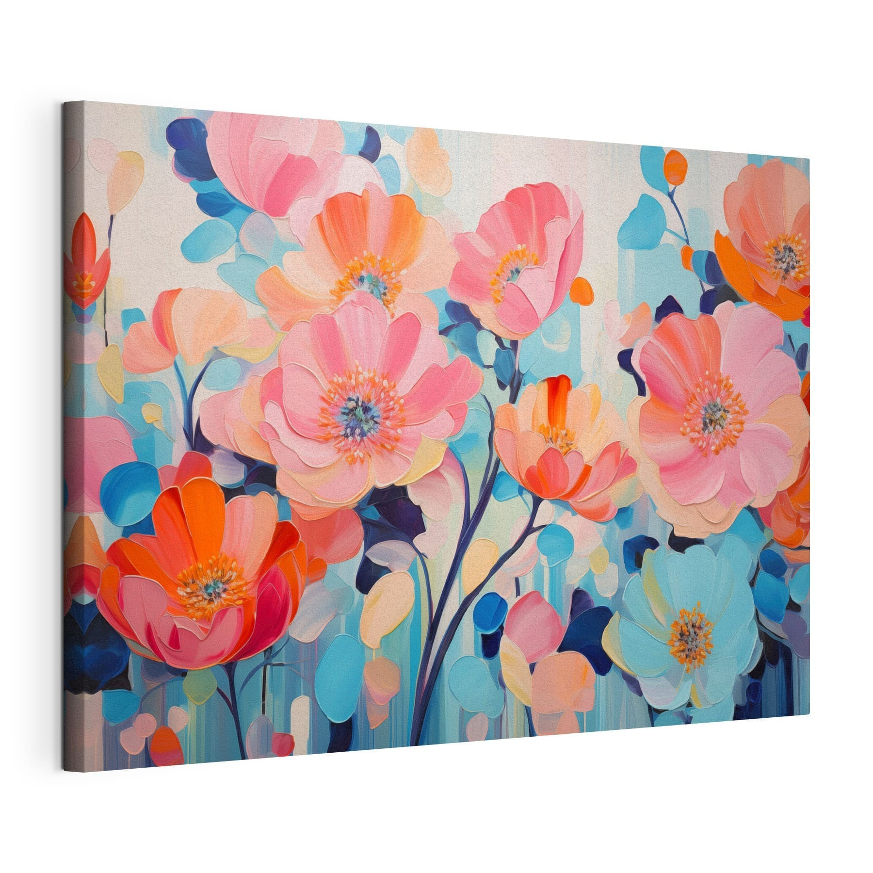 Painting of flowers on a blue background Painting of flowers on a blue background