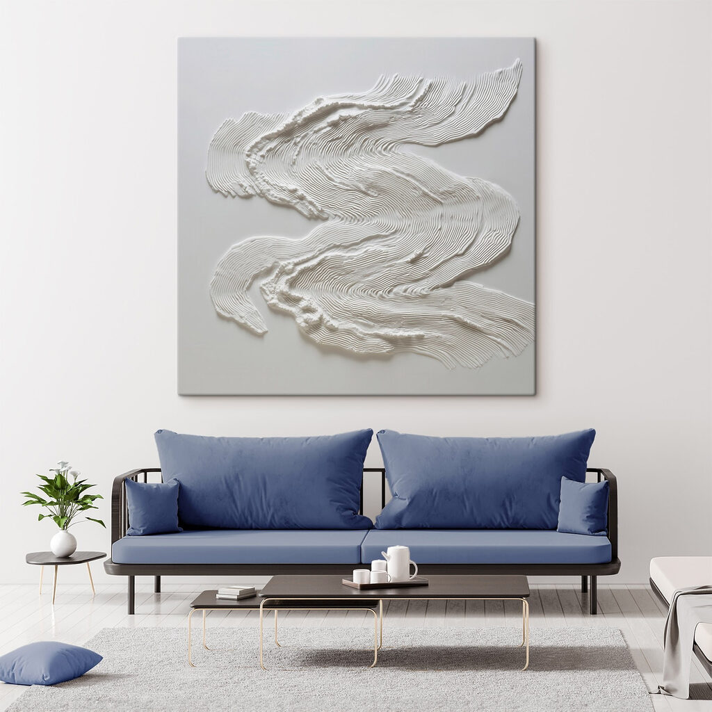 White fabric with a wavy pattern