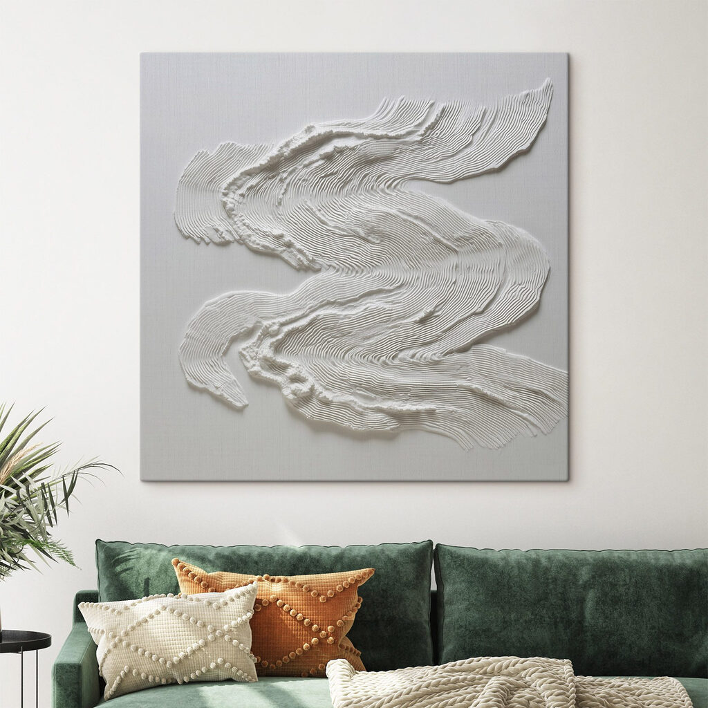 White fabric with a wavy pattern