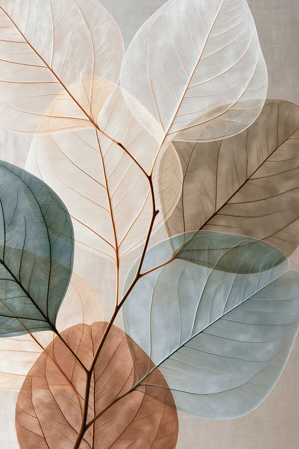 Delicate leaves in soft colors