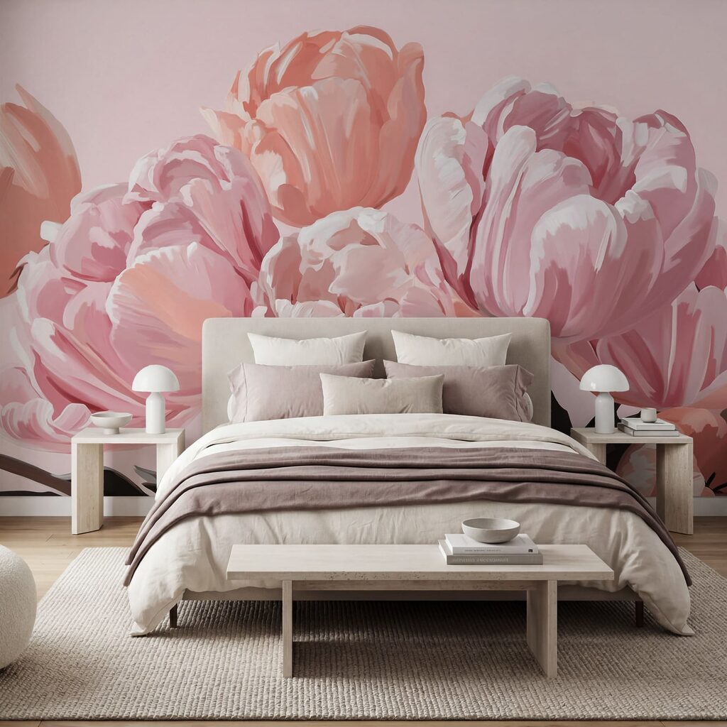 Jemně růžové tulipány v plném květu Jemně růžové tulipány v plném květu