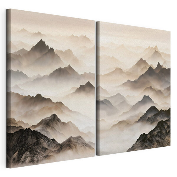 Collage of mountains with fog Collage of mountains with fog