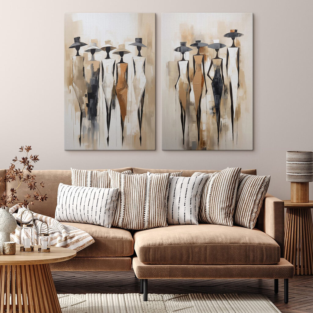 Painting of women in dresses and hats Painting of women in dresses and hats