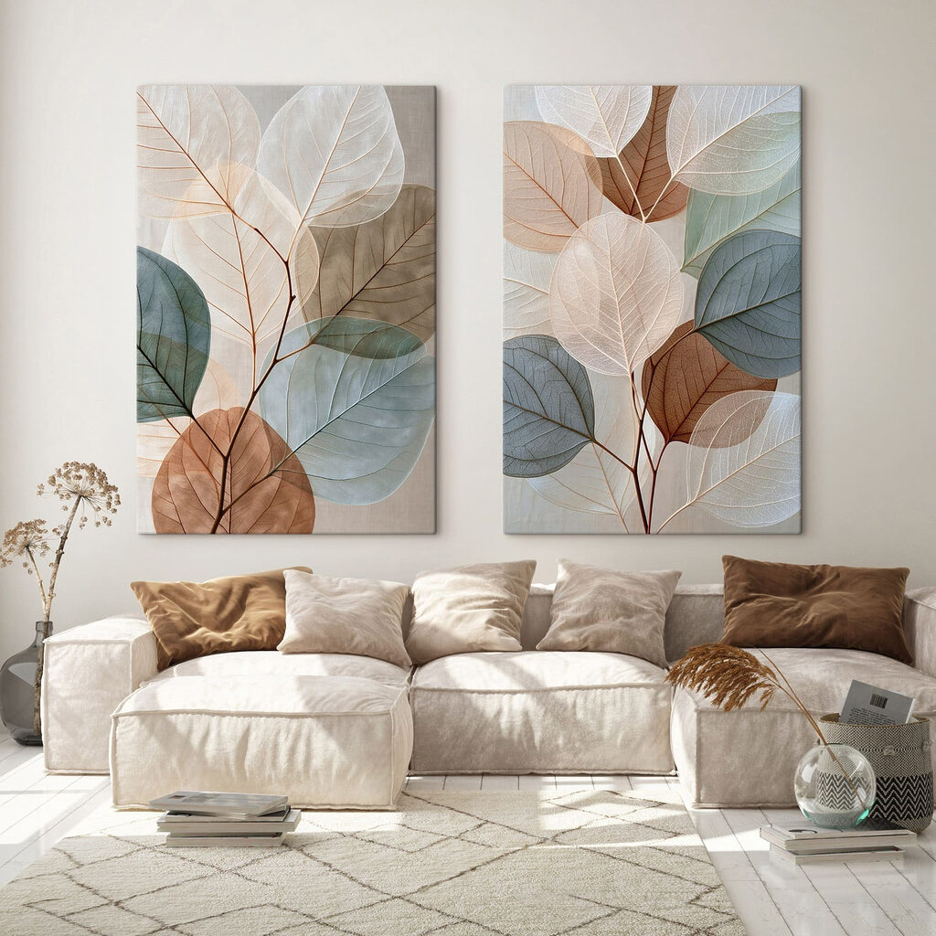 Delicate leaves in soft colors