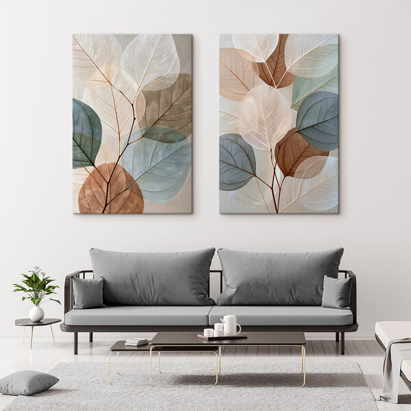 Delicate leaves in soft colors