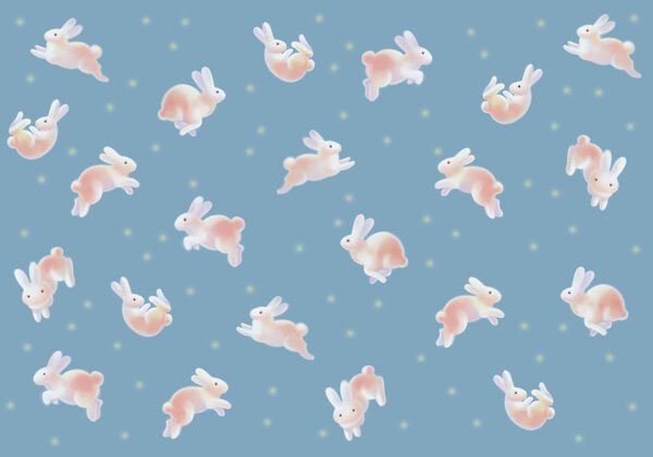 Group of rabbits on a blue background