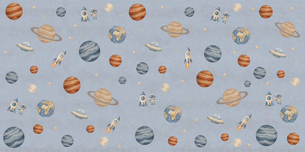 Fototapeta Uspořádání planet a raket (Katalogové číslo: t01128v1)