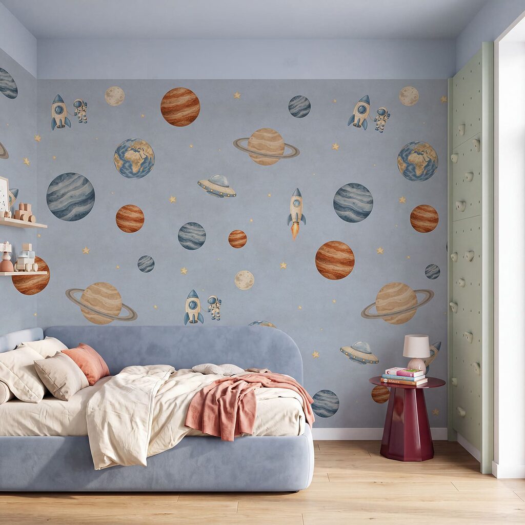 Fototapeta Uspořádání planet a raket (Katalogové číslo: t01128v1)