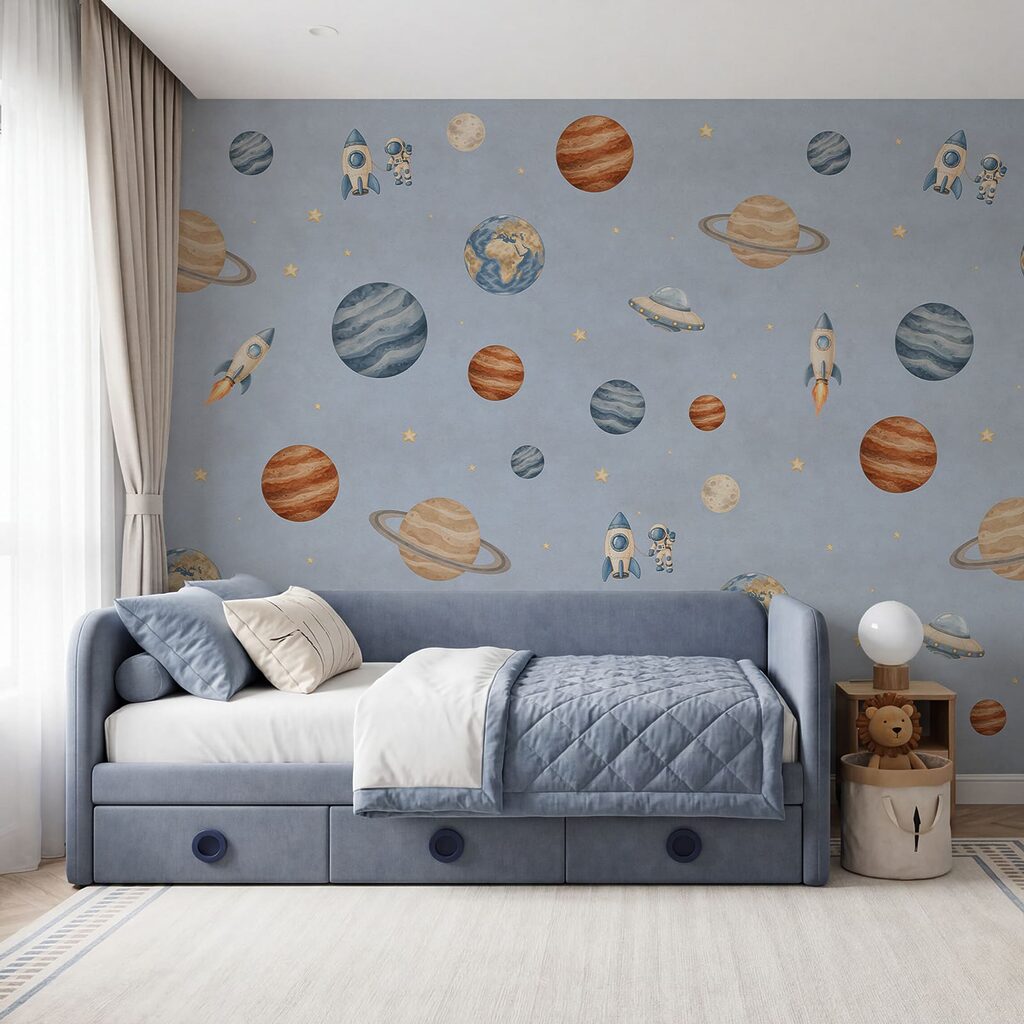 Fototapeta Uspořádání planet a raket (Katalogové číslo: t01128v1)