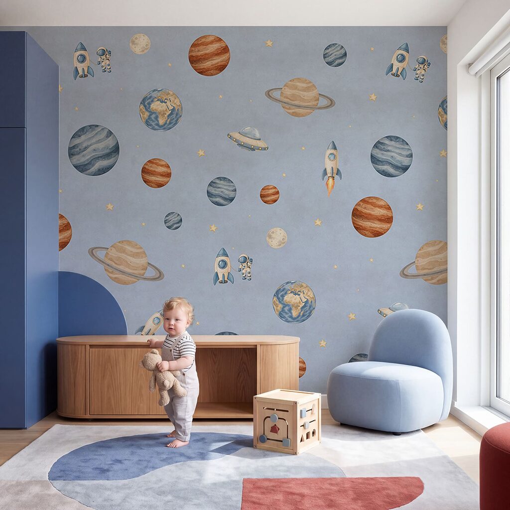Fototapeta Uspořádání planet a raket (Katalogové číslo: t01128v1)
